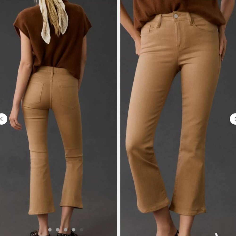 High-Rise Cropped Flare Pants in Camel